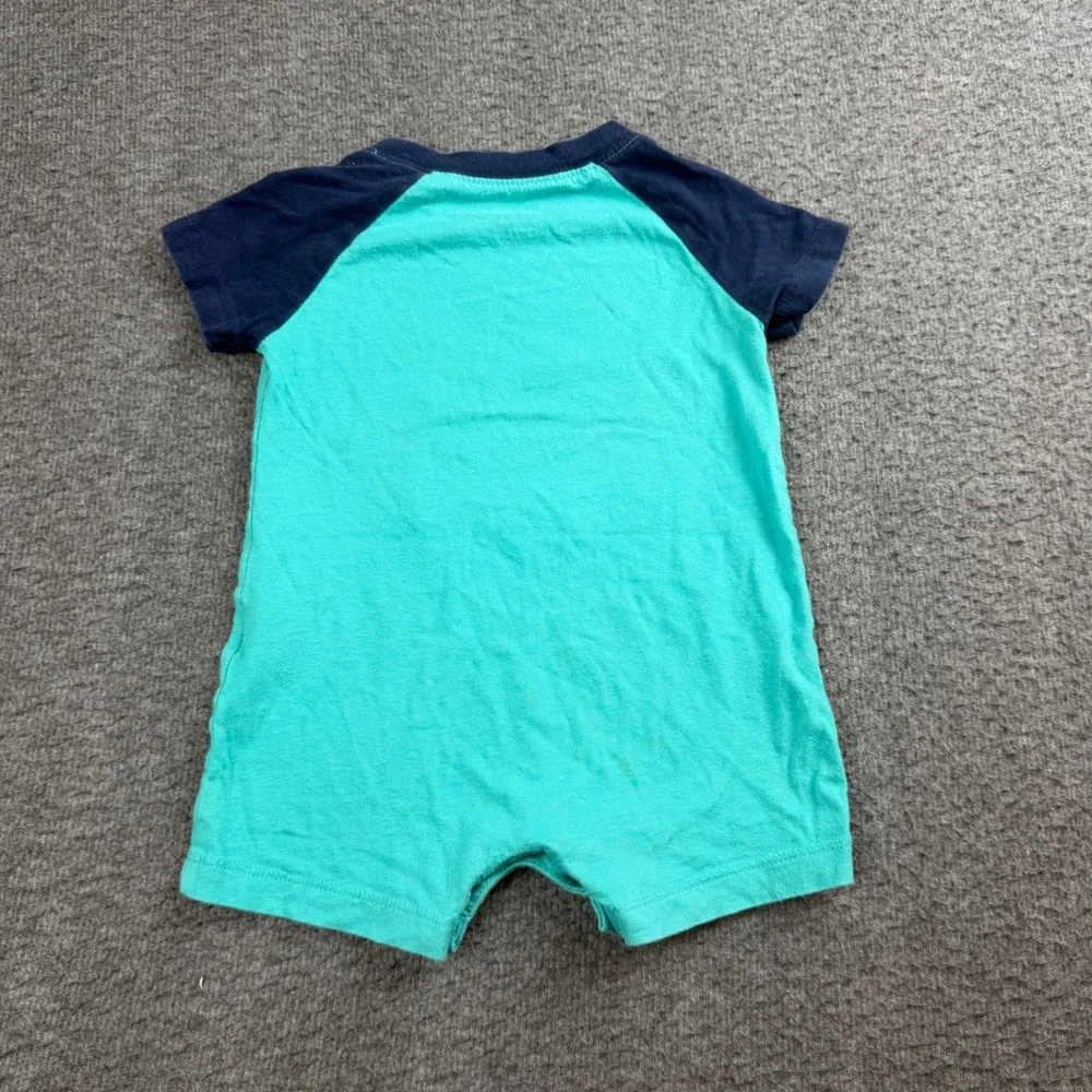 Carter's Romper Baby‎ 6 Months Teal Navy Blue Whale Octopus Nautical One Piece